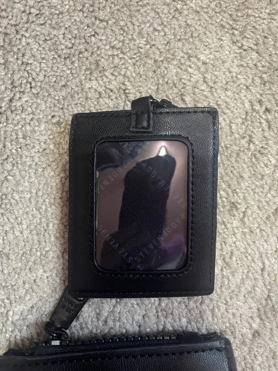 New Steve Madden black faux leather coin purse and ID card holder - Picture 2 of 3